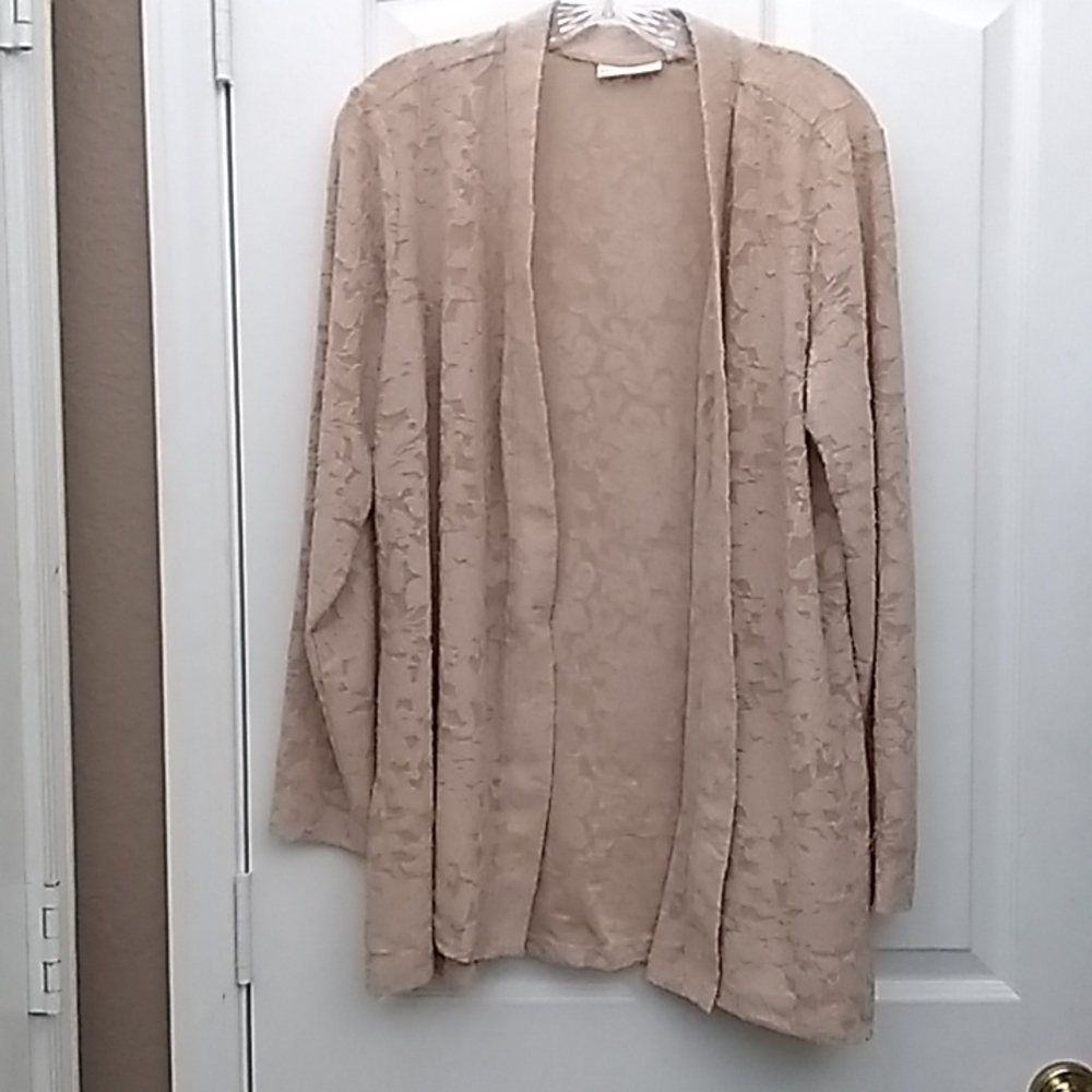 FINAL MARKDOWN Susan Graver Open Front Lacy Look Cardigan large